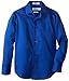Calvin Klein Boys' Long Sleeve Sateen Dress Shirt, Button-down Style With Buttoned Cuffs & Shirttail Hem, Dark Blue, 18