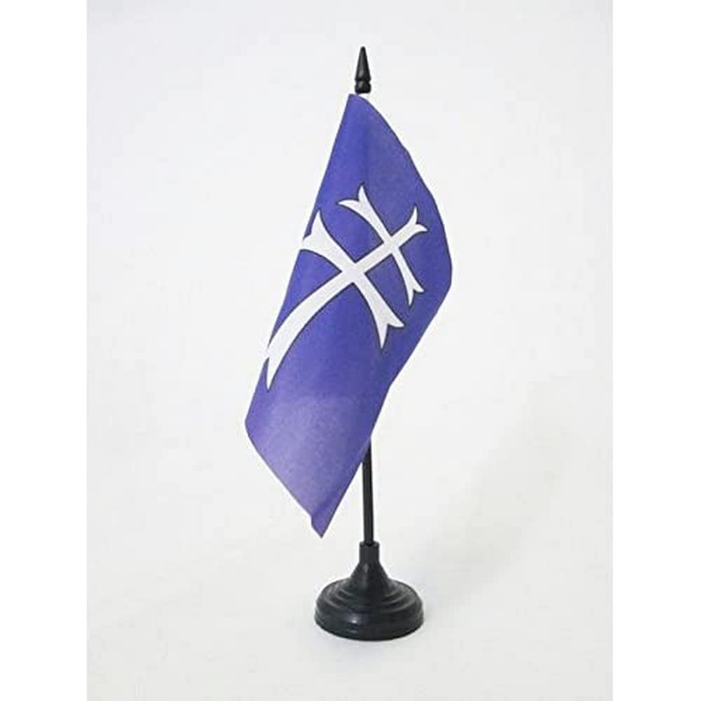 AZ FLAG - Holy Ghost friary Table Flag 5'' x 5'' - Catholic Office Mini Banner 100% Polyester 15 x 15 cm - Mini Desk Flag with 10'' Pole and Black Plastic Base