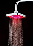 Fitiger 7 Color Changing 6 Inch Rainfall Square LED Top Shower Head,Automatic Light Switching,No Batteries ever Needed