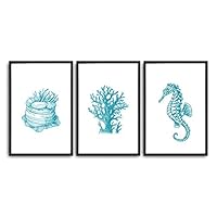3 Piece Framed Canvas Wall Art Simple Seabed Elements Canvas Prints Home Artwork Decoration for Living Room,Bedroom - 16