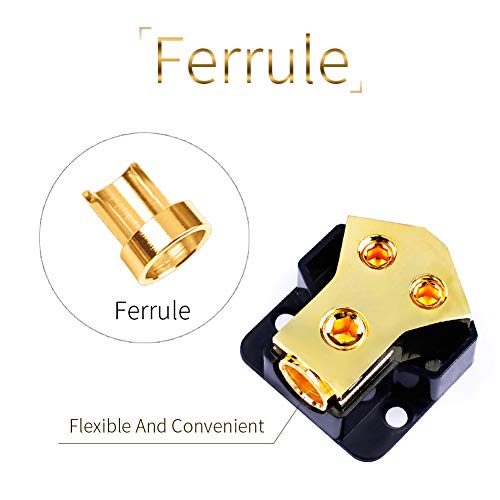 LEIGESAUDIO Copper 0/2/4 Gauge in 4/8/10 Gauge Out Amp Power Distribution Block for Car Audio Splitter (1 in 2 Out)