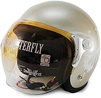 Amazon レディース ヘルメットダムトラックス ニューチアーバタフライ Dammtrax New Cheer Buttafly レディース ヘルメット 女性用 バイク ジェットヘルメット ダムトラックス Dammtrax かわいい Sg規格 Uvカットシールド付き フリップアップシールド 開閉シールド