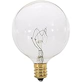 Satco 25G16 1/2 Incandescent Globe Light, 25W E12 G16 1/2, Clear Bulb [Pack of 12]