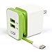 LOOP® Travel Charger with Integrated Micro USB Cable & Dual USB Ports | Safety Wall Charger with SMART POWER Adaptive Charging Technology & Foldable Plug (Green)
