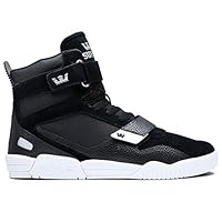 Supra Footwear - Breaker High Top Skate Shoes, Black/Silver-White, 10.5 M US Women/9 M US Men