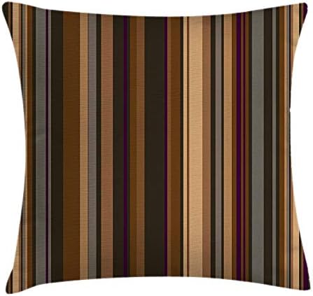 Asefcnxkjii Abstract Decor Throw Pillow Cushion Cover, Retro Vertical Striped Background in Different Shades of Earthen Tones Image, Decorative Square Accent Pillow Case, 18 X 18 Inches, Tan Brown