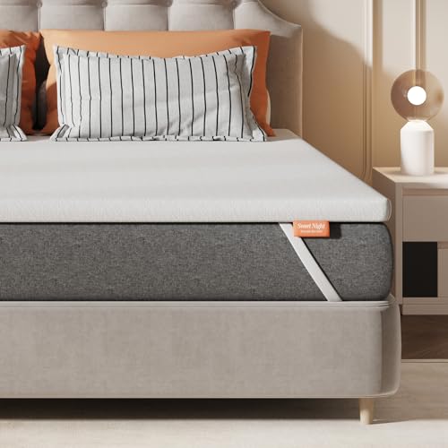 Sweetnight Mattress Topper with Memory Foam in Gel, 160 x 190 cm, 10 cm Thick, with Non-Slip Base, Support Foam Mattress Protector with Soft and Breathable Fabric, Removable and Washable