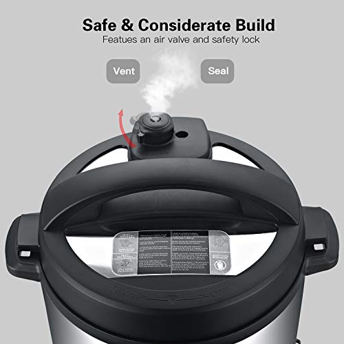 Electric Pressure Cooker 6 Quart(2-6 person),9 in 1 Crock Pot Pressure Cooker in Multipurpose, 14 Programmable with Stainless Steel Inner Pot,Slow Cook,Saute,Steamer,Cake Maker,Rice Cook and et.