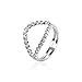 KAVANI 18K Rose Gold Cubic Zirconia Ring CZ V Ring Open Adjustable Heart Princess Ring for Women
