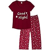NACHILA Women's Bamboo Pajama Set - Capri Pants & Short Sleeve Top, Soft Moisture-Wicking Sleepwear