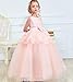 NNJXD Girl Sleeveless Embroidery Princess Pageant Dresses Kids Prom Ball Gown Size (130) 6-7 Years Pink