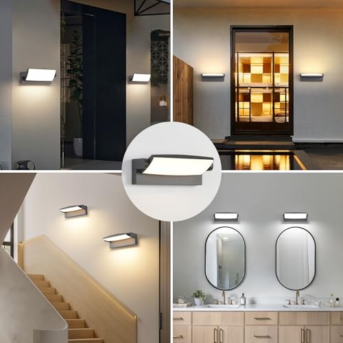 SANSHI Outdoor Light 30 W, Wall Light Indoor Outdoor 3000 K / 4000 K / 6500 K Waterproof IP65 Outdoor Light Wall Lamp with 350° Swivel LED Panel, Outdoor Wall Light for Garden Patio, Dark Grey