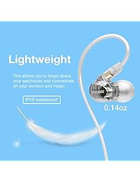 ROCUSO Auriculares con micrófono, graves profundos y estéreo, resistentes al sudor, impermeables, IPX5, auriculares deportivos para correr, gimnasio, entrenamiento, ajuste universal