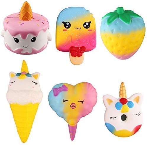 Satkago Squishies Slow Rising, 6 Pcs Jumbo Squishy Set Easter Basket Stuffers Cream Scented Stress Relief Toy