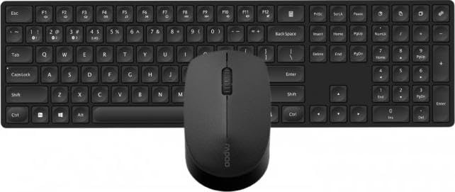 Rapoo Set Wireless Maus + Tastatur (Computermaus, Mouse, Keyboard, Wireless, Bluetooth, 1300 DPI, USB-Empfänger) schwarz