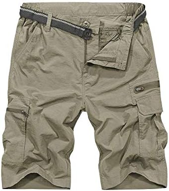 Men's cargo shorts with multiple pockets, quick-dry fabric, and zipper closure.