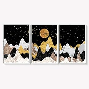 Framed Canvas Wall Art for Living Room, Bedroom Abstract Landscape Dream Place Canvas Prints for Home Decoration Ready to Hanging - 16"x24"x3 Panels