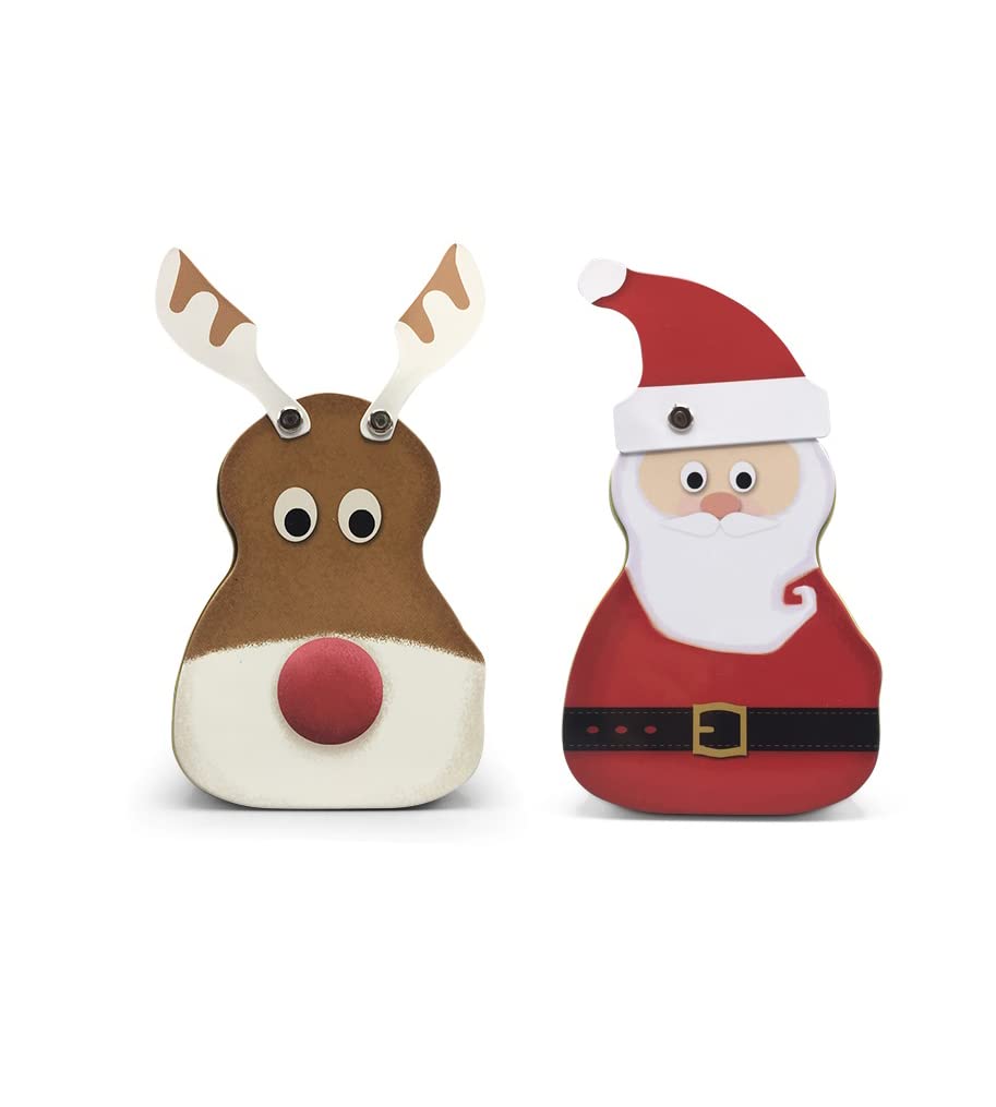stylebox Set of 2 metal tin in the shape of Christmas characters: Santa and reindeer, Christmas cookie box, approx. 11 x 8 x 5 cm, volume: 200 ml.