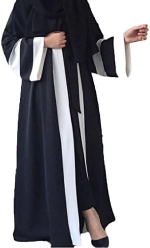Yayu Women's Muslim Islamic Open Front Abaya Jilbab Coat with Belts