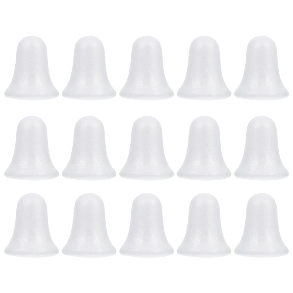 EXCEART 15Pcs Bell Shaped Foam for Christmas Tree Decoration | 9cm Solid Polystyrene Bell for DIY Crafts | White Foam Ornaments for Holiday & Winter Party Decor
