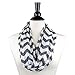 Women's Chevron Patterned Infinity Scarf with Zipper Pocket (Gray)