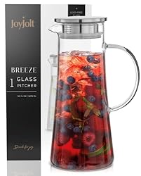 JoyJolt Glass Pitcher with Lid - 50oz Glass Water