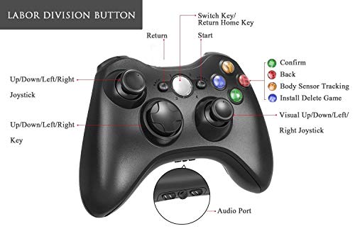 Diswoe Xbox 360 Wireless Controller, 2.4GHZ Xbox 360 Game Controller Gamepad Buttons Improved Ergonomic Design Joypad Gamepad Controller for Microsoft Xbox & Slim 360 PC Windows 7,8,10 - Thumbnail 4