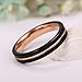 NaNa Chic Jewelry 4mm black Rose gold plated tungsten carbide ring for women
