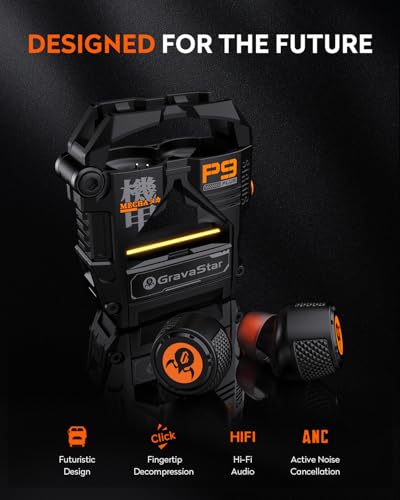 GravaStar Sirius Plus True Wireless Earbuds, Bluetooth 5.3 Active ANC Noise Cancellation, 28H Playtime, Clear ENC Call, Customization App, IPX4 for Sport