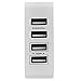 ETvalley 4 Port Multi USB Charger Portable Charging Station USB Plug Adapter for Charging iPhones, iPods and Androids (36W/American Standard Series)