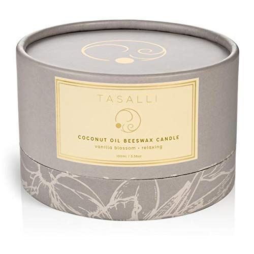 Tasalli Naturals Coconut Oil and Bees Wax Aromatherapy Candle 200ml – 36 Hour Burn Time (Vanilla Blossom)