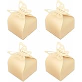 KUPOO 50PCS Small Yellow Butterfly Favor Boxes Girl Baby Shower Candy Box Small Butterfly Gift Boxes Party Favors for Wedding Birthday (Light yellow)