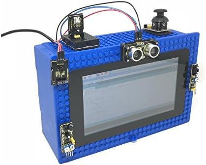 Tinker Pi IoT Prototyping Platform (BLUE) for STEM or Electronics Projects with Raspberry Pi / Arduino UNO / 7" Touch Display / Keyboard INCLUDED - Plus Cables - Screws - Snapees - 6 Robotics Sensors