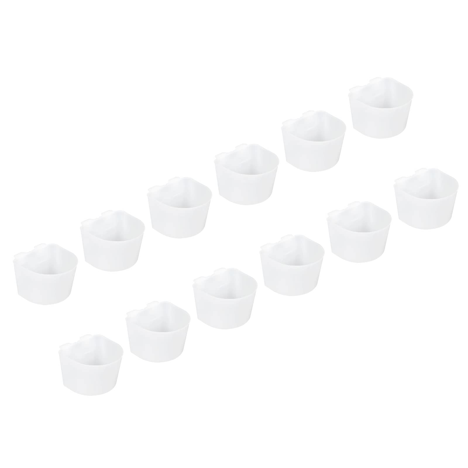 PATIKIL Mini Bird Feeder Cage Cups, 12 Pack Pigeon Water Bowl Flat Feeding Sand Cup Hanging Container for Parrot Poultry, White