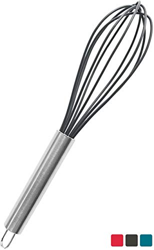 StarPack Basics Silicone Whisk, High Heat Resistant to 480°F, Non-Stick Safe Silicone Whisk (Cherry Red)