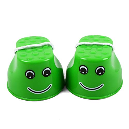 Stilts Walking Balance Jumping Stilts Steppers Toys Promote Fine Motor Skills for Toddler Kindergarten and Preschool Kids Balance Trainers Toys(Green Smiley Face)