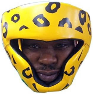 Mouse over image to zoom Have one to sell? Sell it yourself Details about Woldorf Cheetah Head Guard in Leather with Chin Protection, Sparring MMA (X-Large)