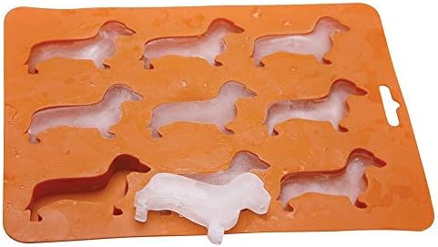 JUFANA Ice Cube Tray Dog Shape Mold, for Ice Tray Jelly Cake Oven Microwave Freezer Dishwasher Safe (Orange)