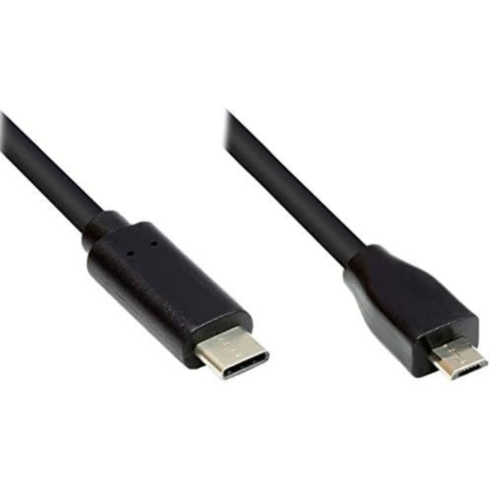 Good Connections USB 2.0 Connection Cable - USB-C Male to USB 2.0 Micro B Male - Copper Conductor, Double Shielding, 480 Mbit/s Data Transfer - Black - 2 m — image 1