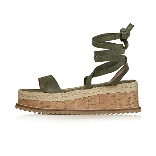 Women's Wedge Sandals Ankle Lace Up Shoes Roman Shoes Platform Woven Thick-Bottom Waterproof