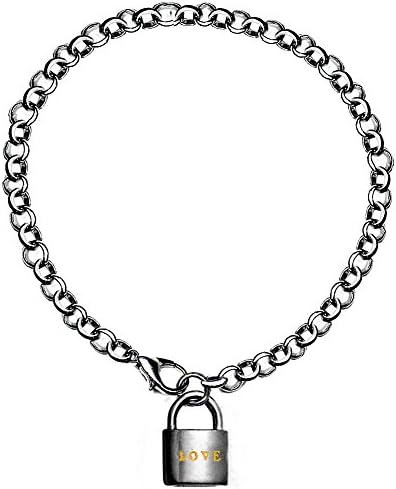 Love Tag Lock Charm Bracelet Black Link Chain Bracelet for Women Girl Graduation Gift