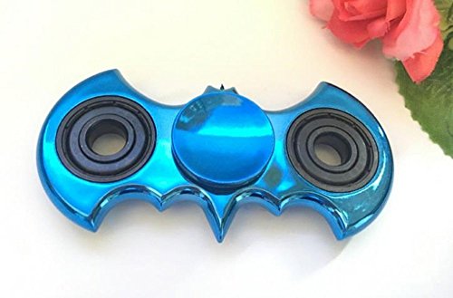 LED Metallic Batman Batarang Chrome Fidget Spinner Toy EDC ADHD Focus (Blue)