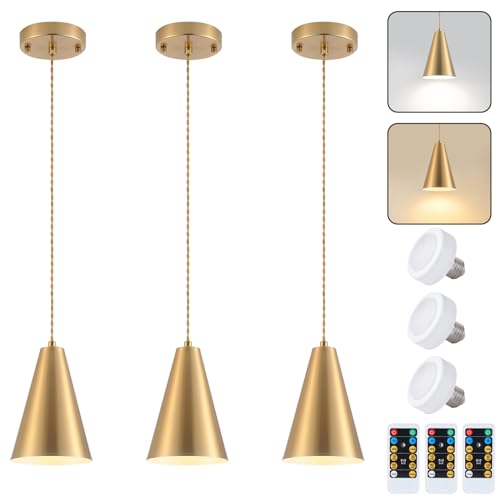 Neulriscn Battery Operated Pendant Lights 2 Pack, Rattan Pendant Lights Outdoor Hanging