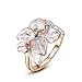 Winter.Z Noble and Elegant Ladies Jewelry Popular Explosion Models Austria Crystal Rose Gold Petal Ring Wedding