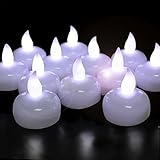 Novelty Place [Float on Water] Flameless Tealights, Battery Operated Floating LED Tea Lights Candles - Elegant White for Wedding, Centerpiece & Spa (Pack of 24)