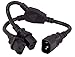 CableLeader 14 inches (1.1ft) IEC320 C14 to Dual C13 Power Extension Cord Splitter, 16 AWG, SJT, 13A/250V, UPS Server Y Splitter, Y Cable, UL Listed, Black