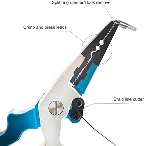 WQQW Fishing Pliers Aluminum Hook Remover Line Cutters Scissors Tools for Fishing Saltwater with Sheath Lanyard