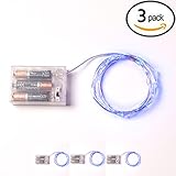 RTGS 20 Blue Color Micro LED String Lights Battery Operated on 7.5 Feet Silver Wire (3)