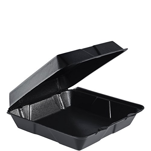 Dart Solo 95HTPFB1R Performer Large Single Compartment with Removable Hinged Lid Foam Container, 3.0" Height, 9.3" Width, 9.5" Length, Black (Pack of 200)