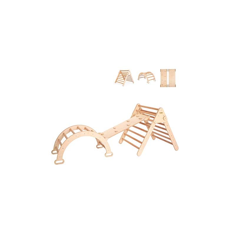 Smart Climbing Triangle with Ramp, Climbing Arch, Montessori Climber, Waldorf Ladder, Toddler Gym, Birch Hardwood
